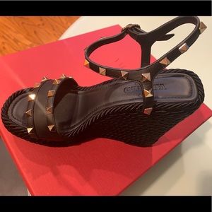 Valentino Garavani Rockstuded Wedge Sandal
